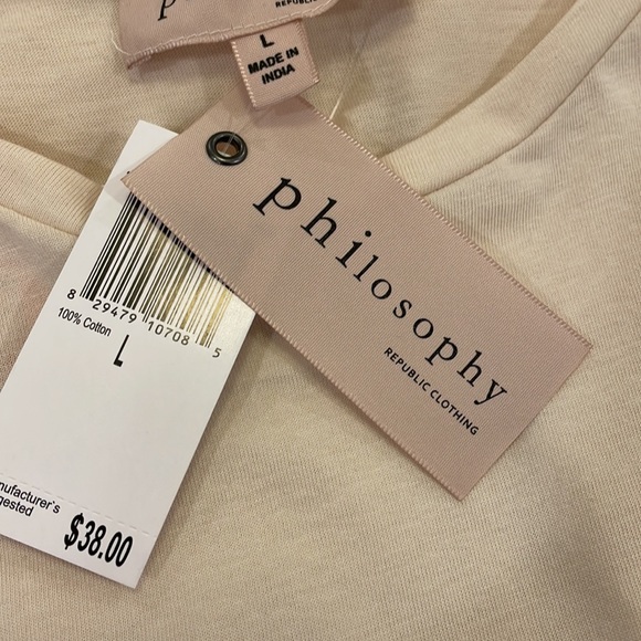 PHILOSOPHY cream muscle / tank t- shirt size L - Picture 5 of 8